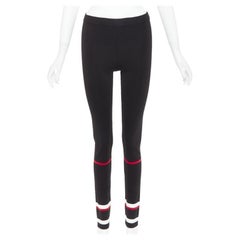 GIVENCHY black red white striped hem viscose knit legging pants XS