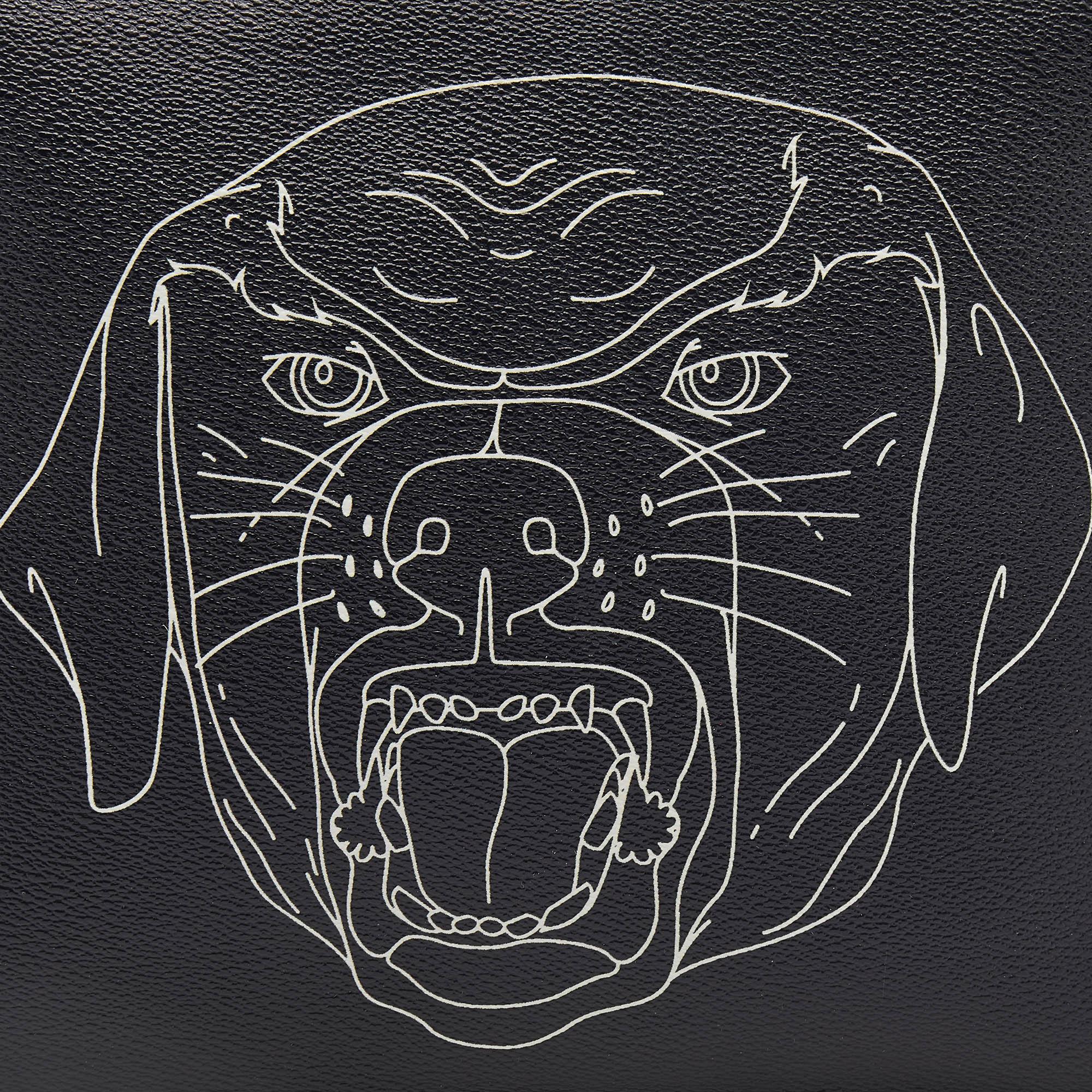 Givenchy Black Rottweiler Line Printed Leather Zip Pouch 3