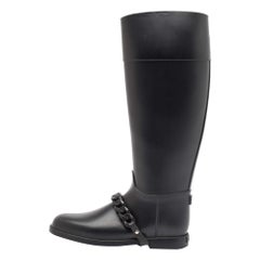 Givenchy Black Rubber Pluie Chain Rain Boots Size 38