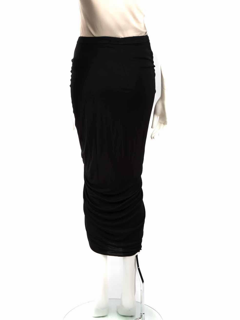 Givenchy Black Ruched Zip Detail Midi Skirt Size L In Good Condition For Sale In London, GB