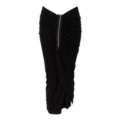 Givenchy Black Ruched Zip Detail Midi Skirt Size L