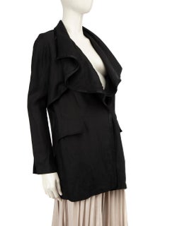 Givenchy Black Ruffle Trim Blazer Size S