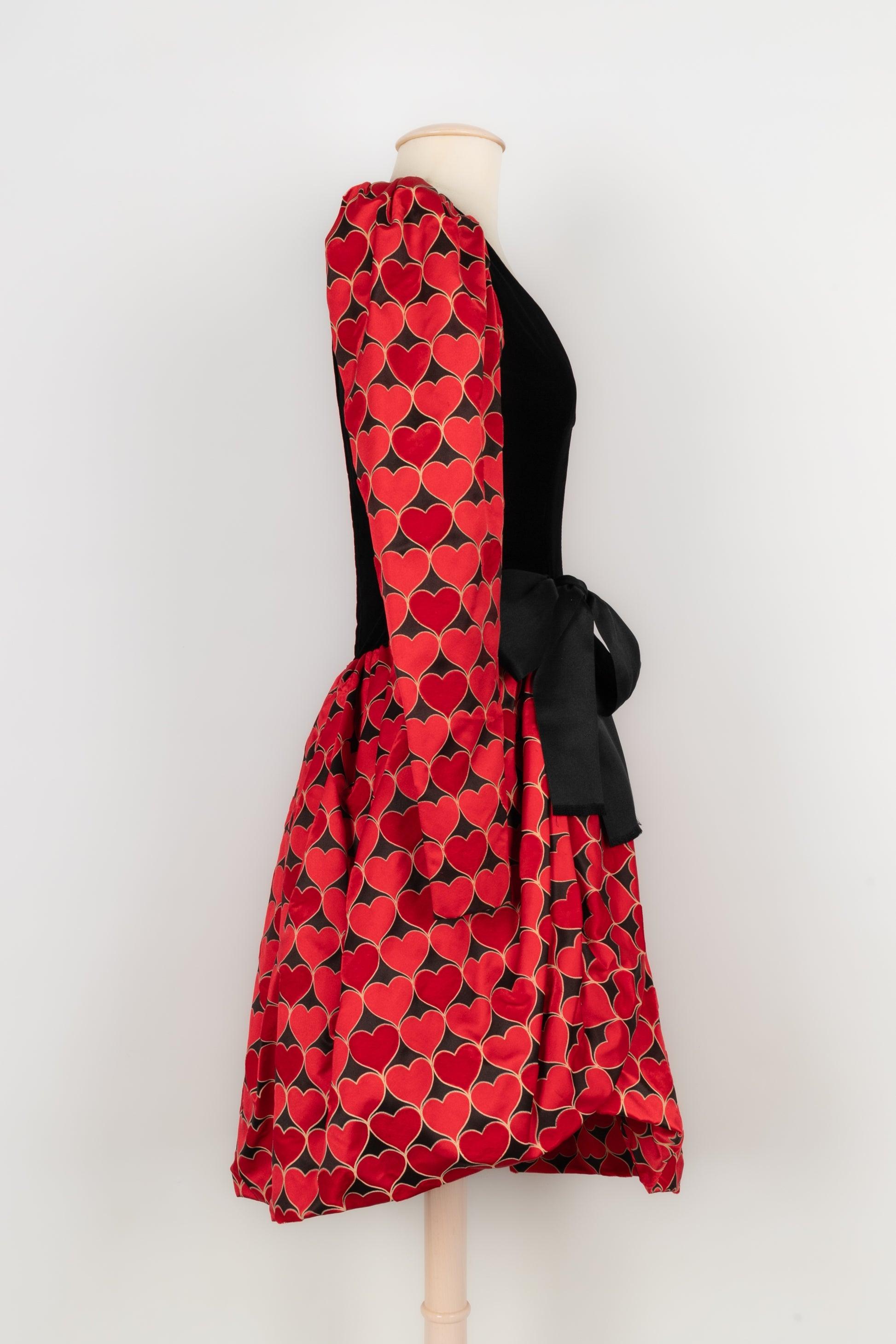 Givenchy Schwarzes Kleid aus Satin und Samt Haute Couture 34FR/36FR Damen im Angebot