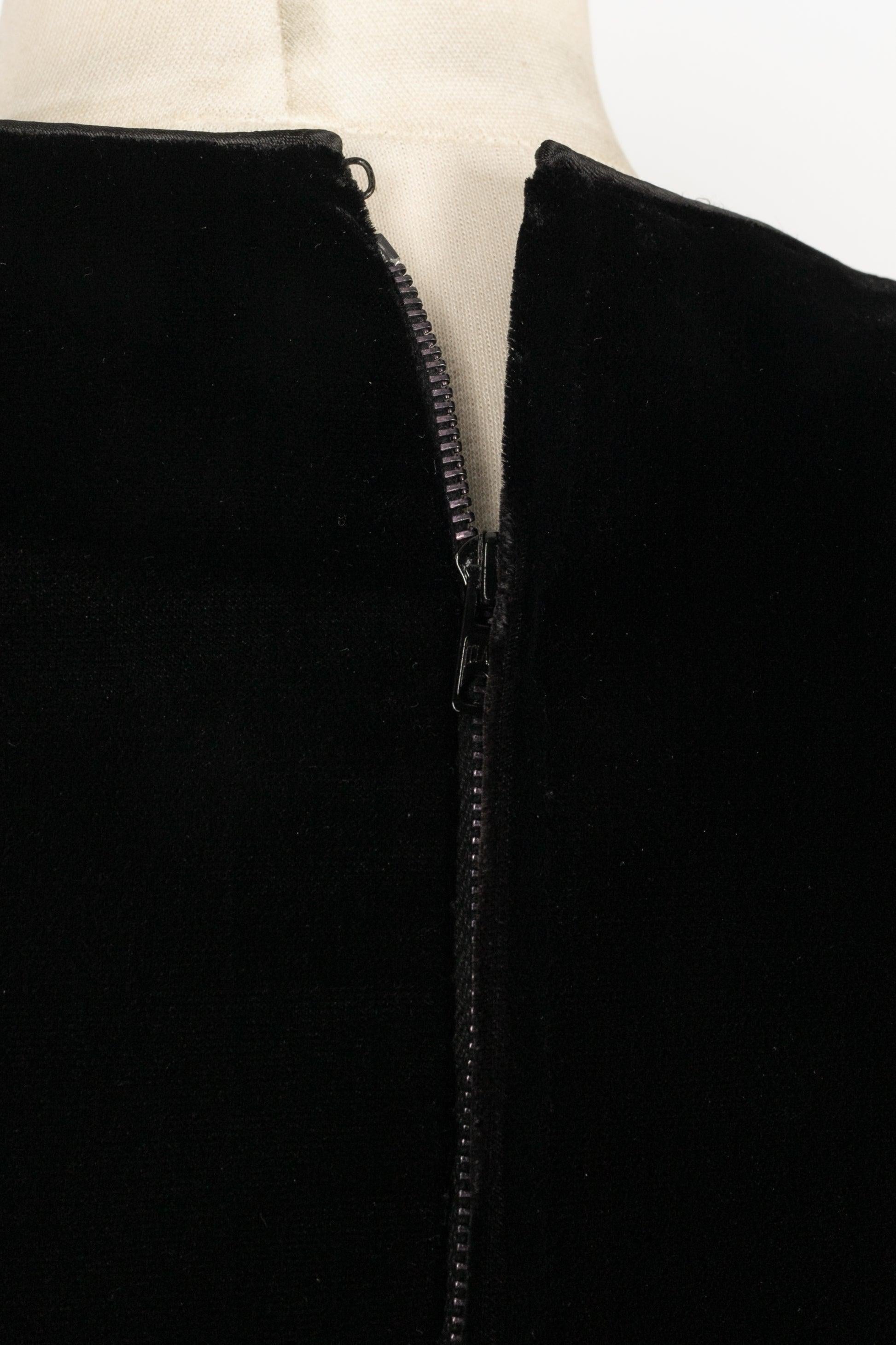 Givenchy Black Satin and Velvet Dress Haute Couture 34FR/36FR For Sale 1
