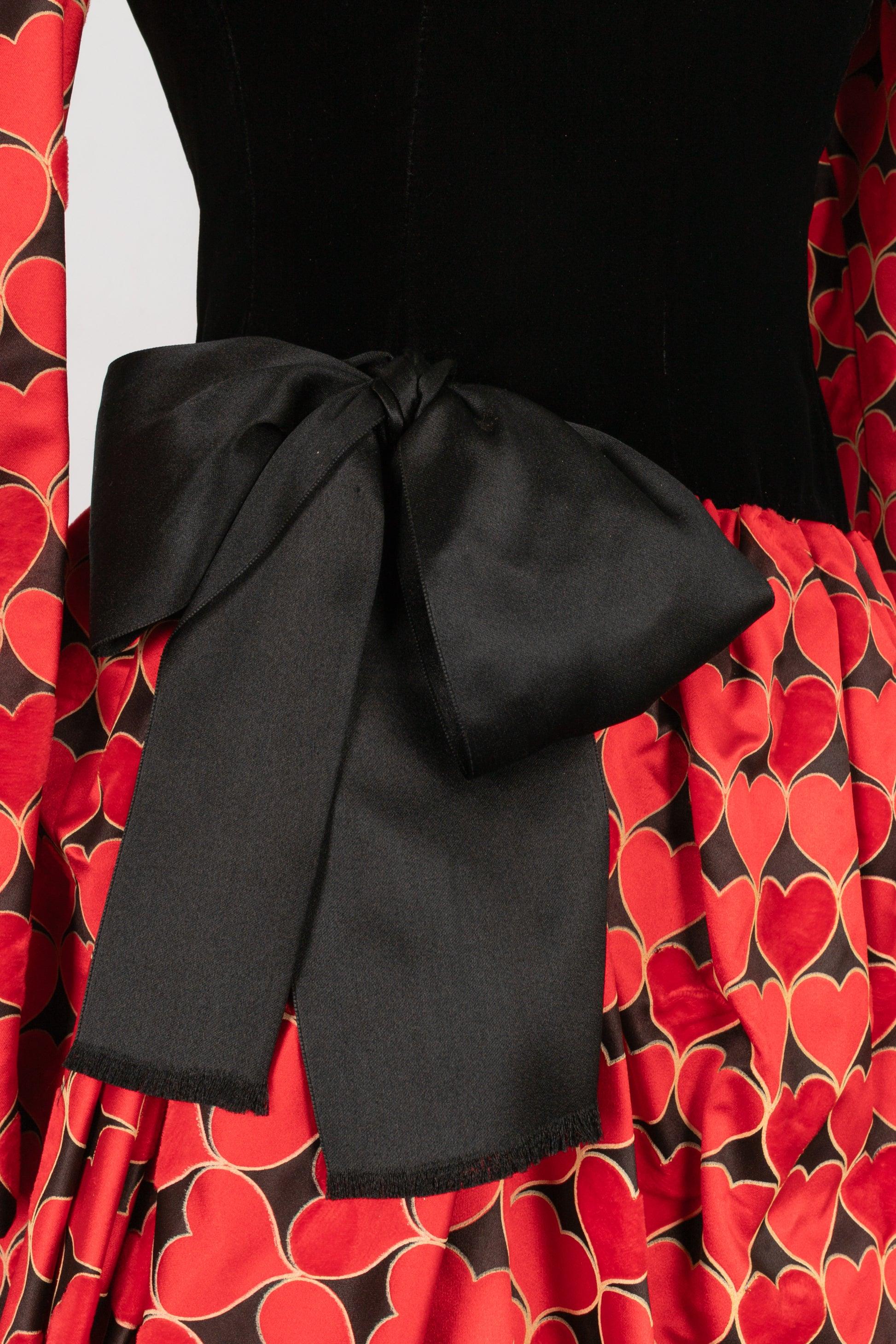 Givenchy Black Satin and Velvet Dress Haute Couture 34FR/36FR For Sale 3