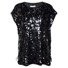 Givenchy Black Sequin Embellished Chiffon Top S