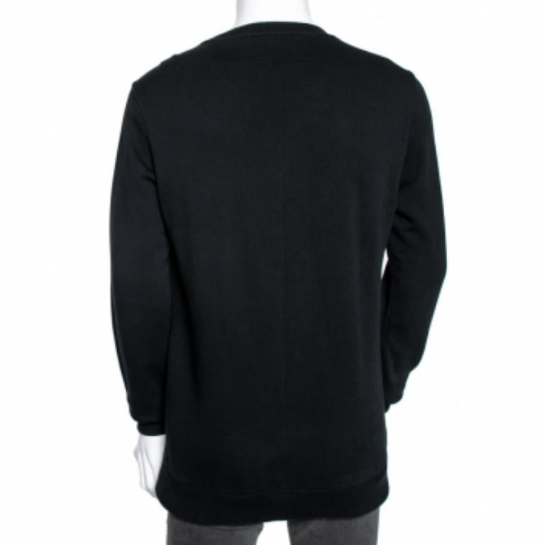 Givenchy Black Shark Printed Cotton Crew Neck Sweatshirt XS in vendita 1