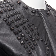 GIVENCHY black sheepskin clear crystal studded cropped leather jacket FR38 M