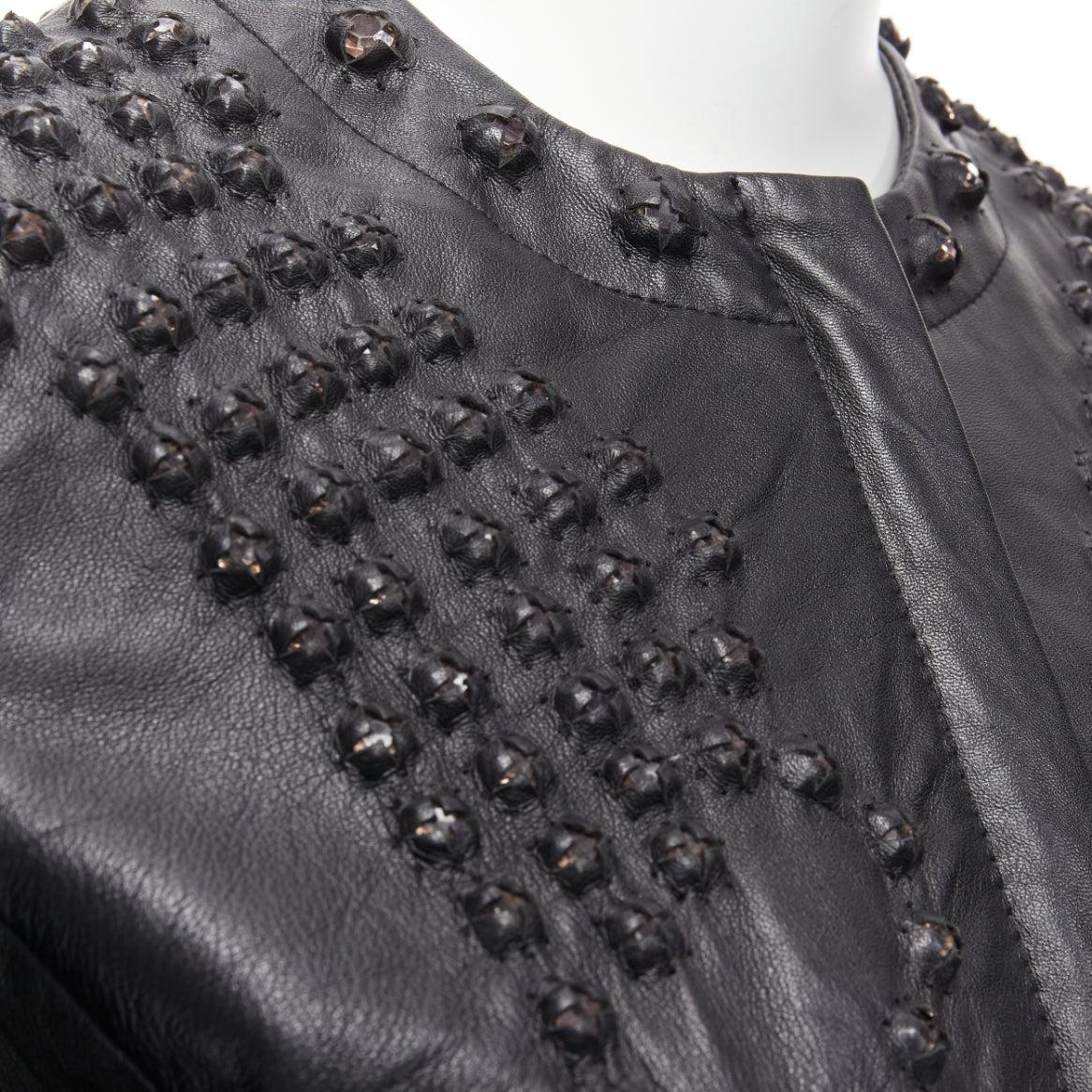 GIVENCHY black sheepskin clear crystal studded cropped leather jacket FR38 M
Reference: DYTG/A00025
Brand: Givenchy
Designer: Riccardo Tisci
Material: Leather
Color: Clear, Black
Pattern: Studded
Closure: Zip
Lining: Black Fabric
Extra Details: