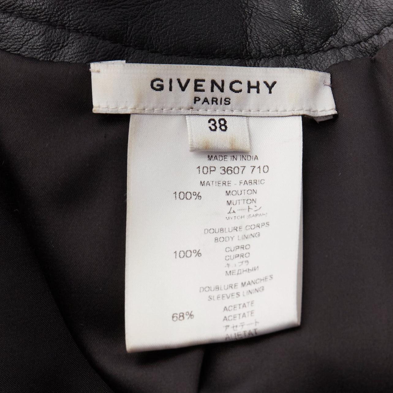 GIVENCHY black sheepskin clear crystal studded cropped leather jacket FR38 M For Sale 4