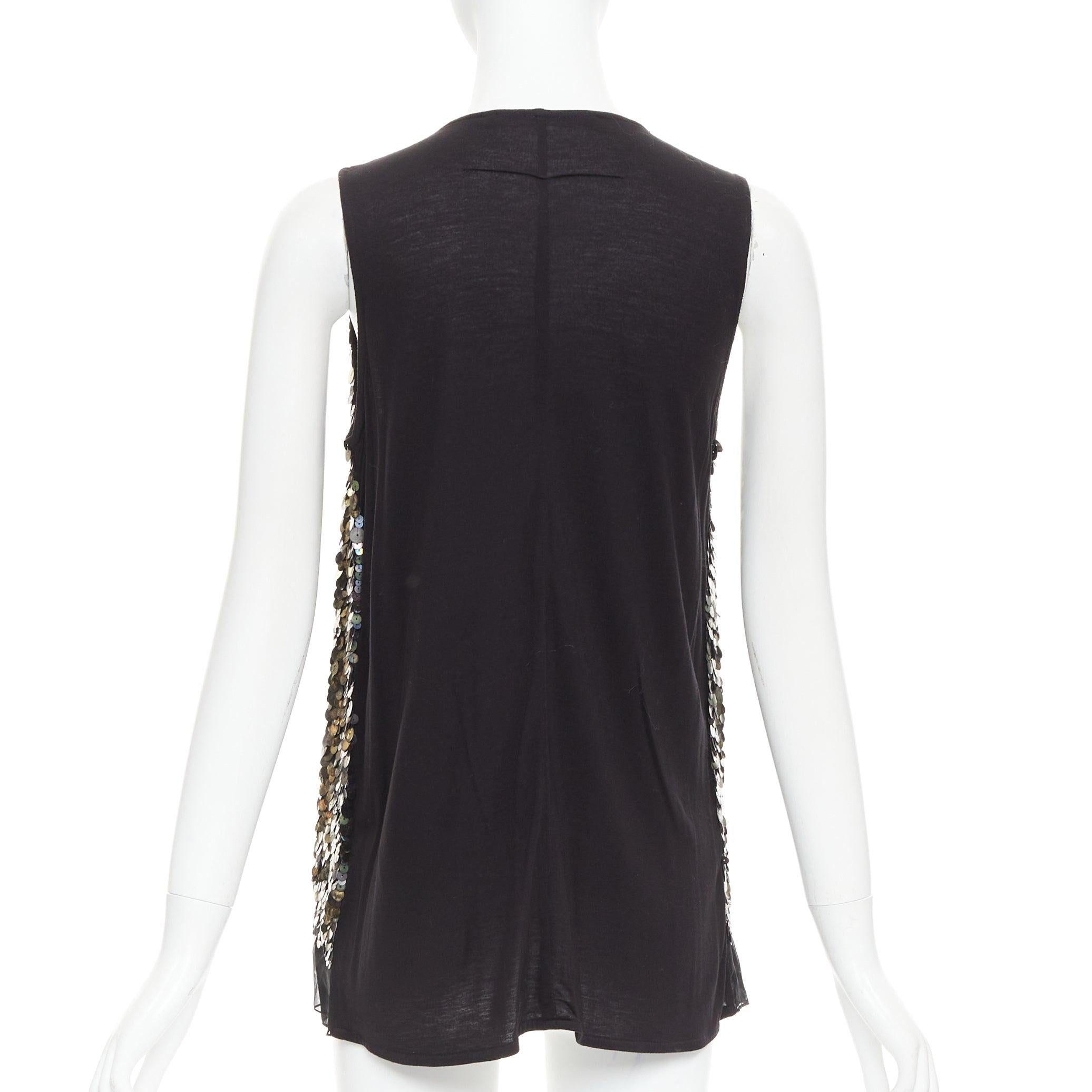 GIVENCHY Schwarzes, mit Seide gefüttertes, schillerndes, mit Pailletten besetztes Illusions-Top L im Angebot 1