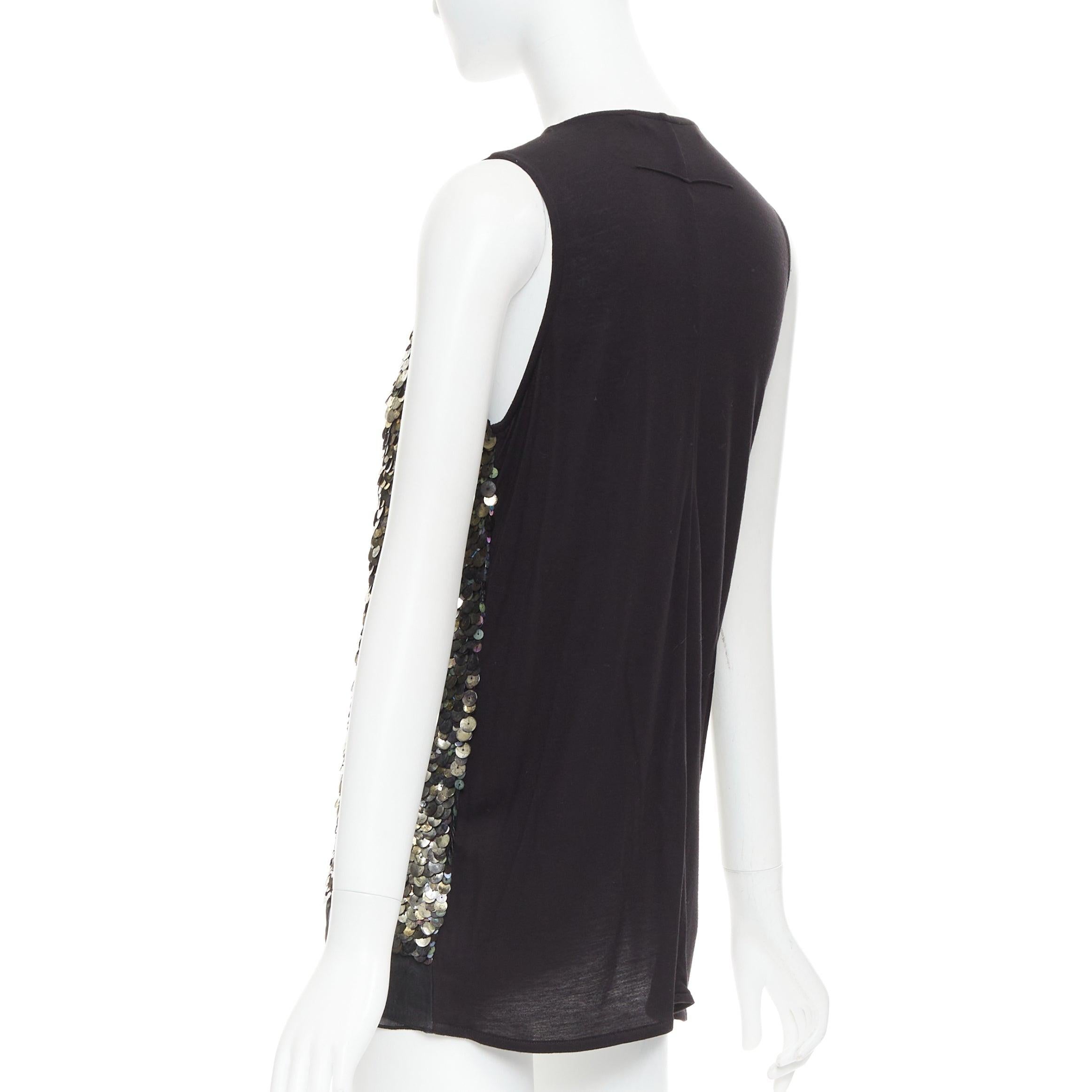 GIVENCHY Schwarzes, mit Seide gefüttertes, schillerndes, mit Pailletten besetztes Illusions-Top L im Angebot 3