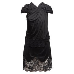 Givenchy Black Short Sleeve Lace-Trimmed Dress