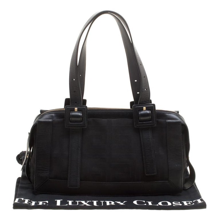 Givenchy Black Signature Canvas and Leather Boston Bag For Sale at 1stDibs