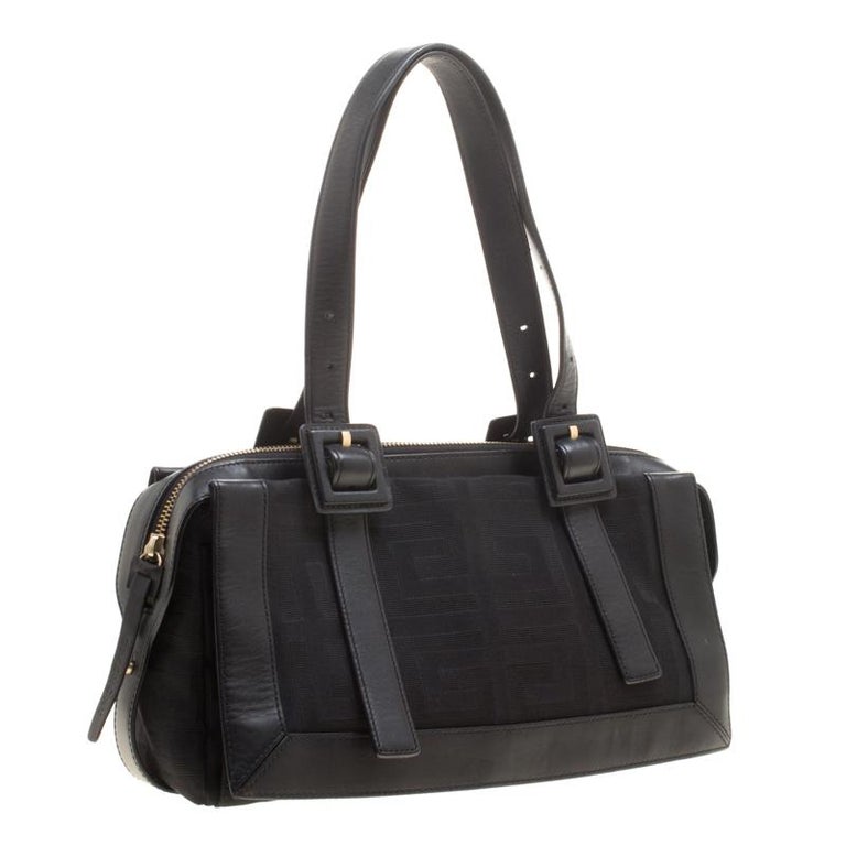 Givenchy Black Signature Canvas and Leather Boston Bag For Sale at 1stDibs
