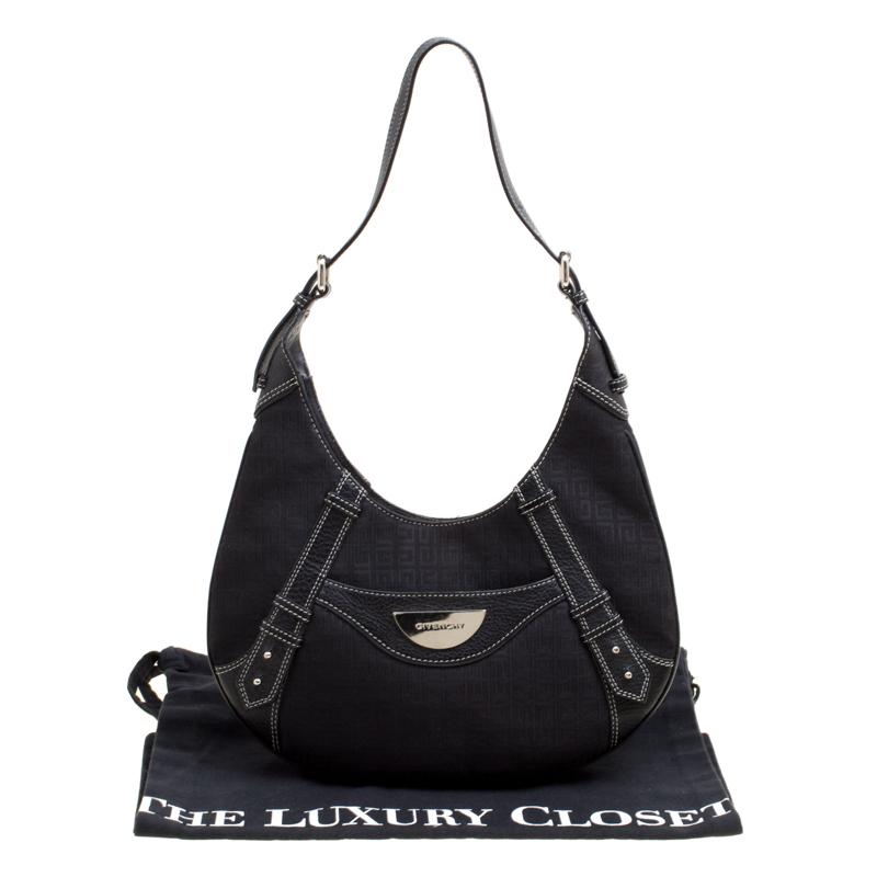 Givenchy Black Signature Canvas and Leather Hobo 6