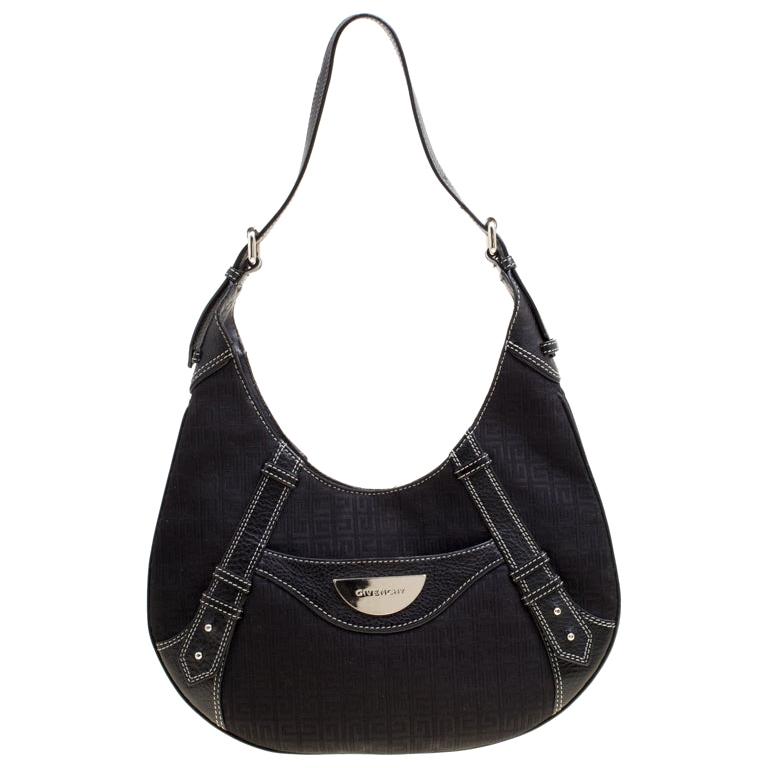 Givenchy Black Signature Canvas and Leather Hobo