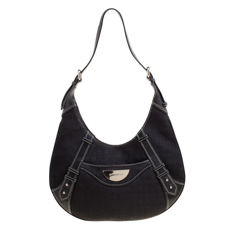 Givenchy Black Signature Canvas and Leather Hobo