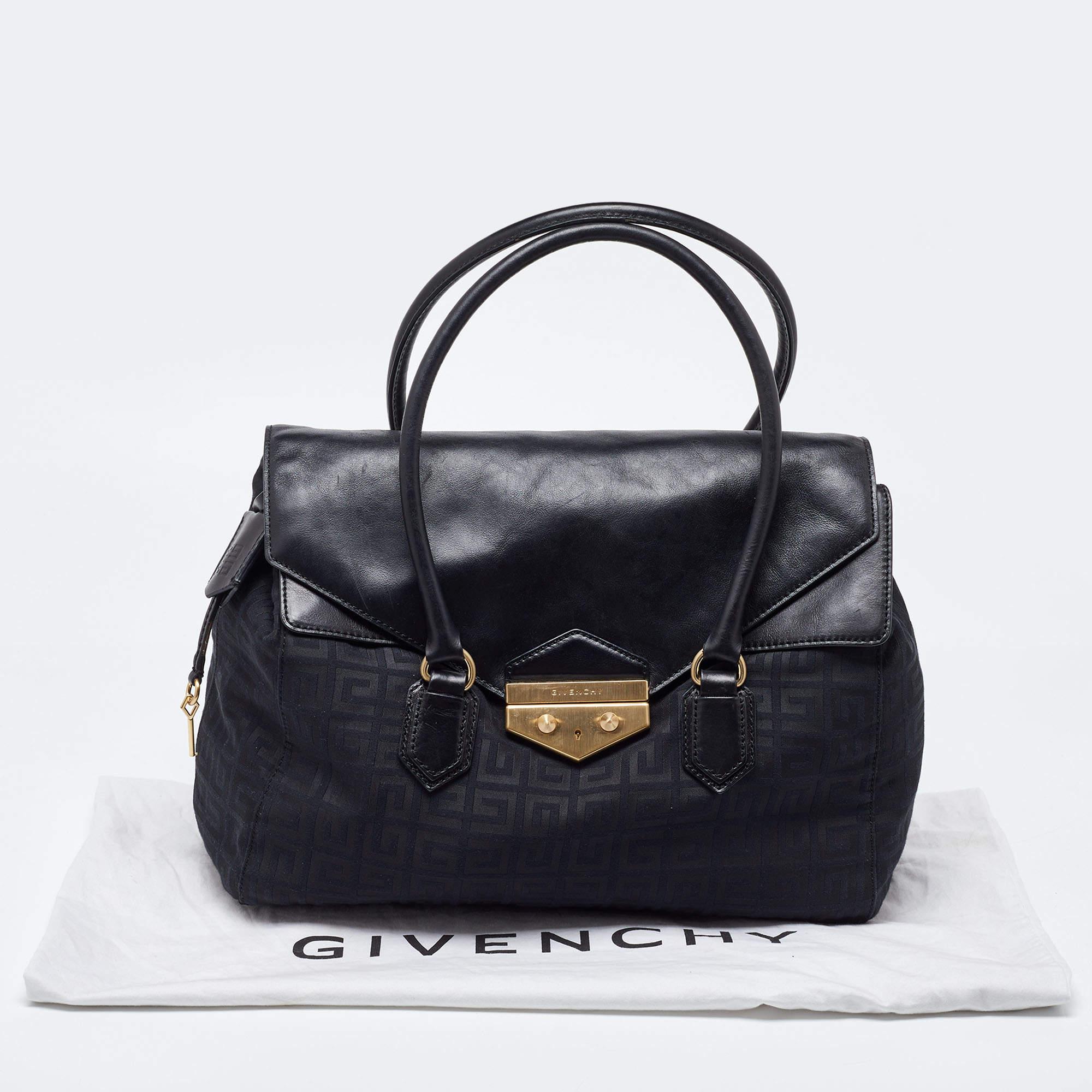 Givenchy Black Signature Canvas and Leather Tote For Sale 15