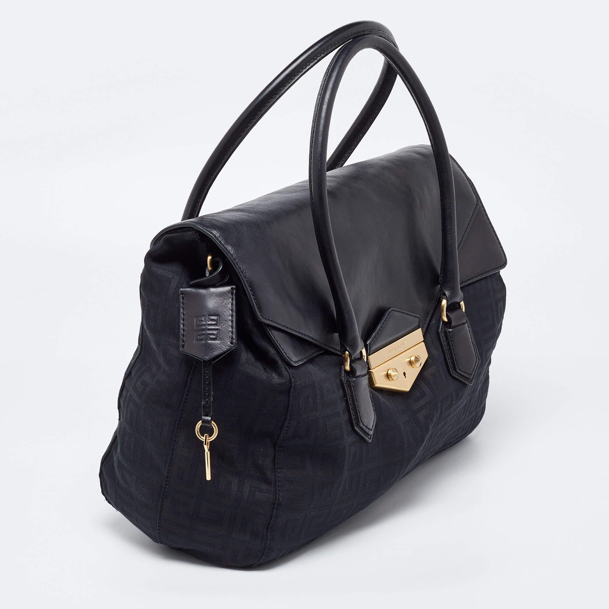 Women's Givenchy Black Signature Canvas and Leather Tote For Sale