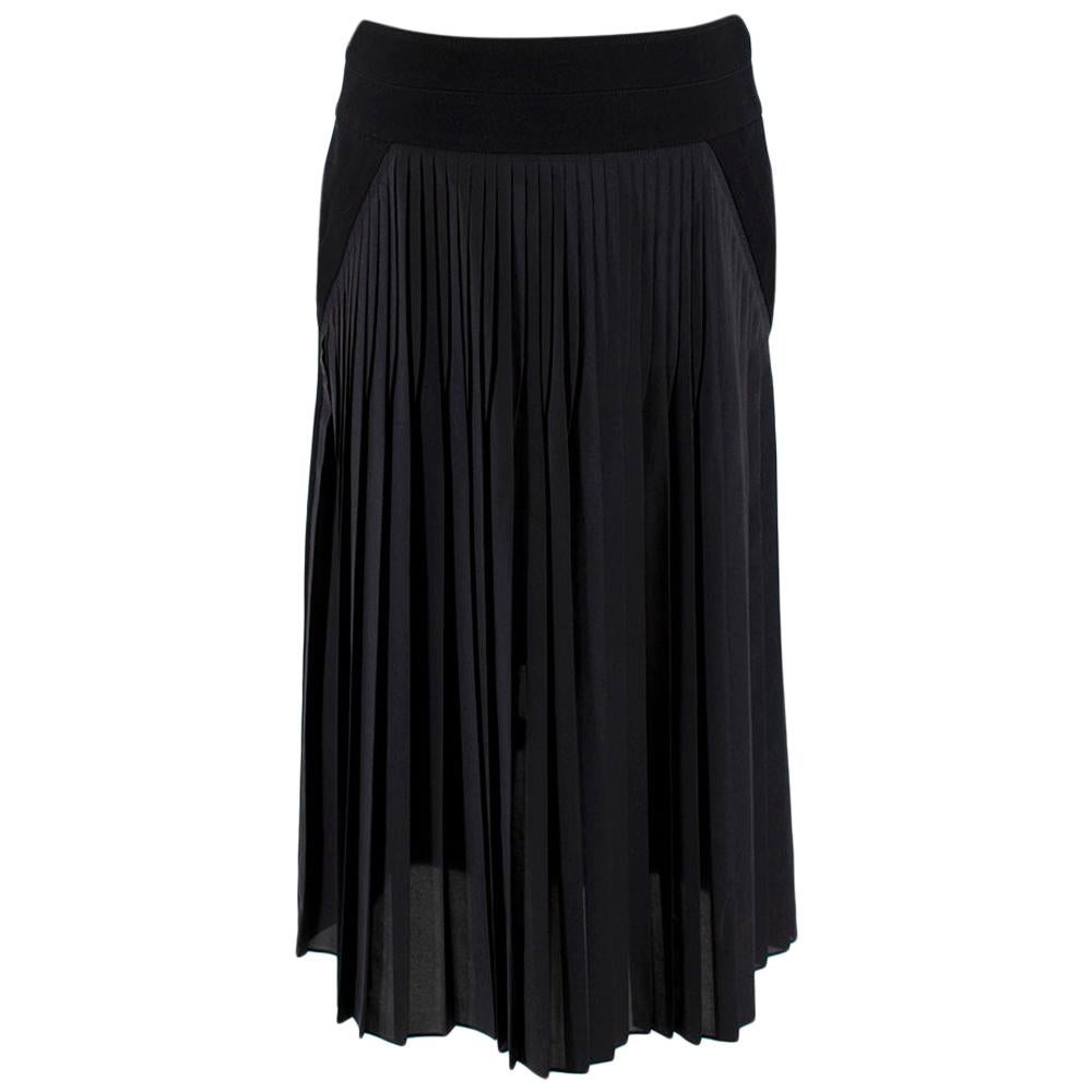 Givenchy Black Silk Blend Pleated Midi Skirt  - Size US 4 For Sale