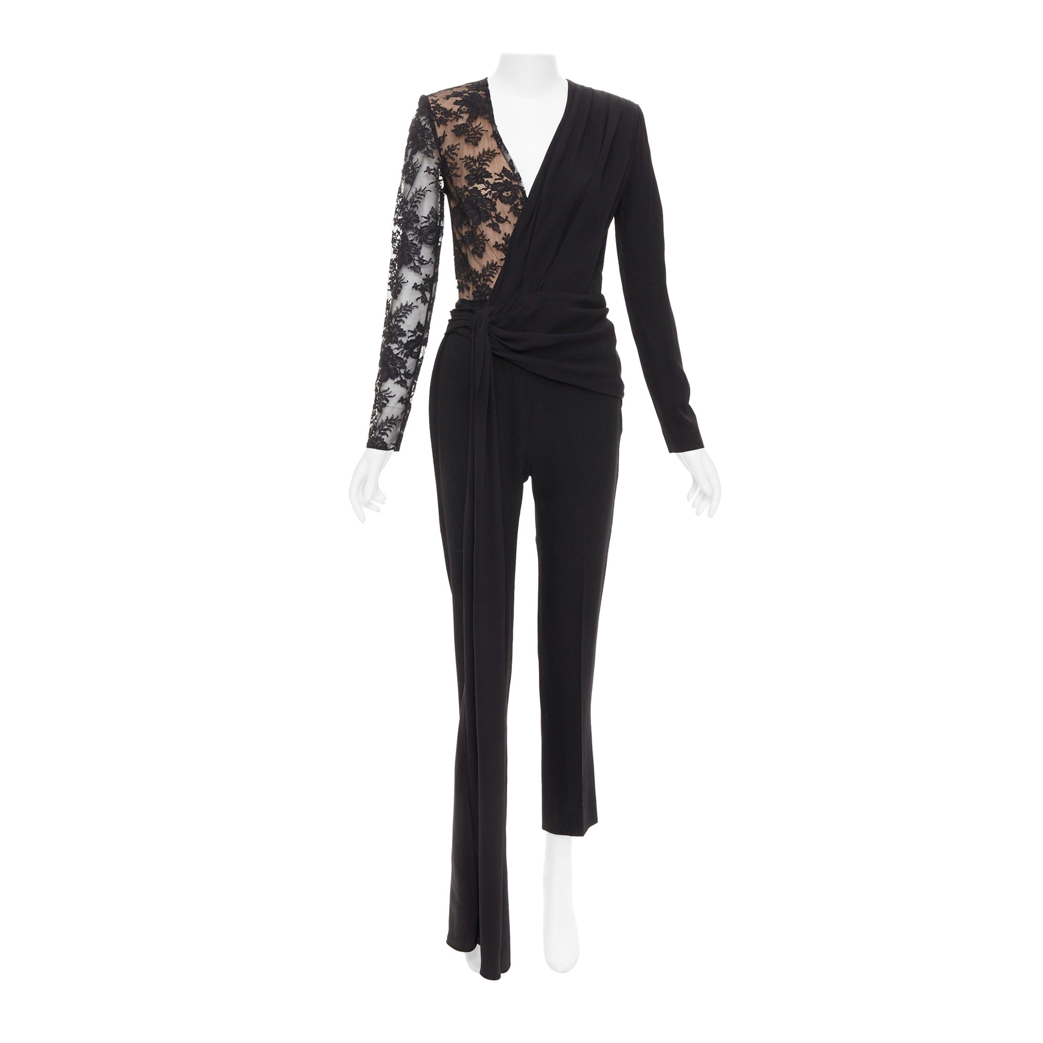 GIVENCHY mono negro de seda y algodón con encaje FR36 S en venta