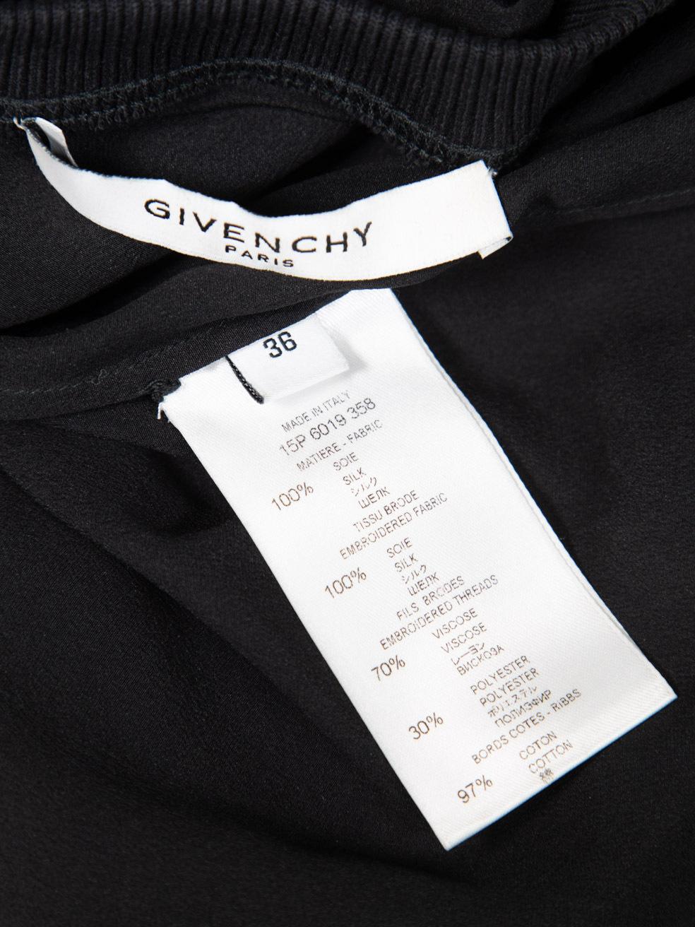 Givenchy Black Silk Floral Long Sleeve Top Size S For Sale 6