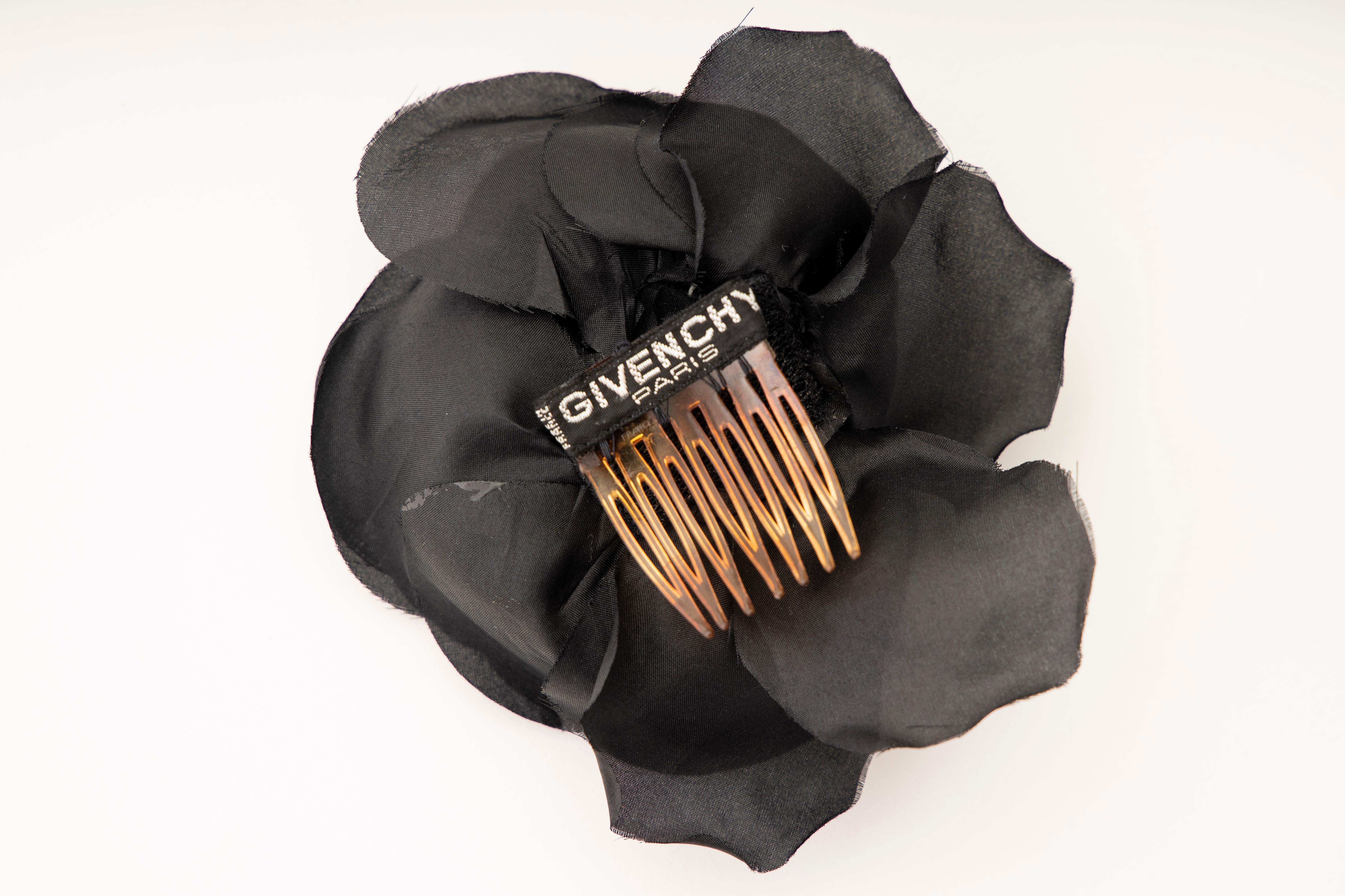 Women's Givenchy Black Silk Flower Hair Comb, Circa: 1960's