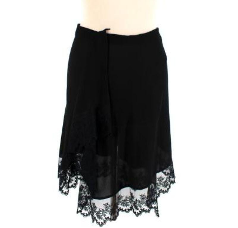 Givenchy Black Silk Lace Trimmed Asymmetric Skirt For Sale 2