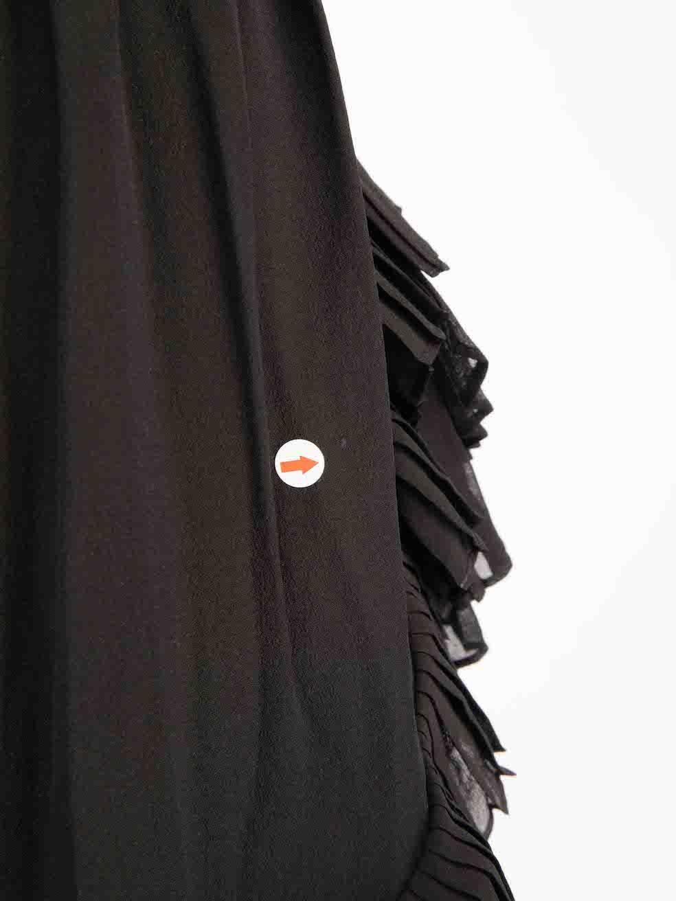 Givenchy Black Silk Pleated Ruffle Shirt Dress Size M For Sale 1