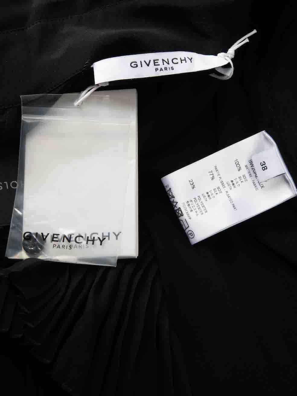 Givenchy Black Silk Pleated Ruffle Shirt Dress Size M For Sale 2