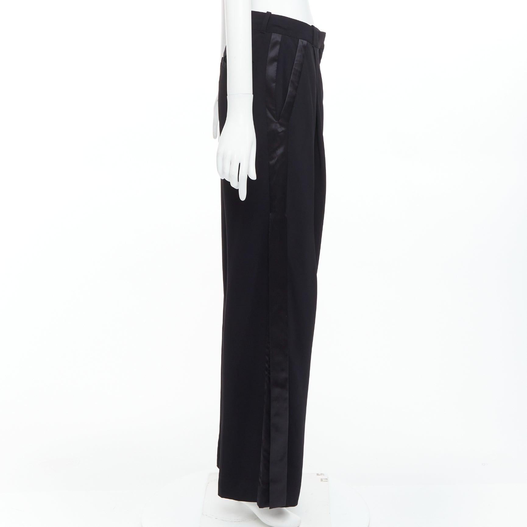 GIVENCHY pantaloni a gamba larga con frange in nastro di seta nero In condizioni ottime in vendita a Hong Kong, NT