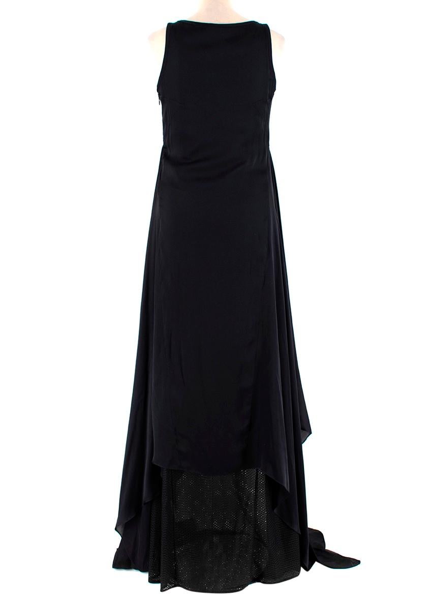 Givenchy Black Silk Satin Asymmetric Maxi Dress - Size US 6 In Excellent Condition For Sale In London, GB