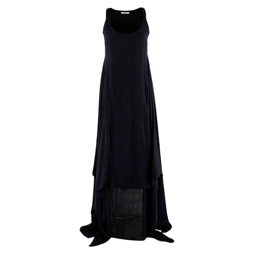 Givenchy Black Silk Satin Asymmetric Maxi Dress - Size US 6 For Sale