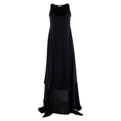 Givenchy Black Silk Satin Asymmetric Maxi Dress - Size US 6
