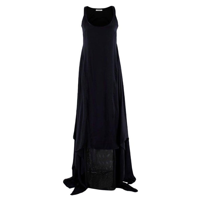 Givenchy Black Silk Satin Asymmetric Maxi Dress - Size US 6 For Sale at ...