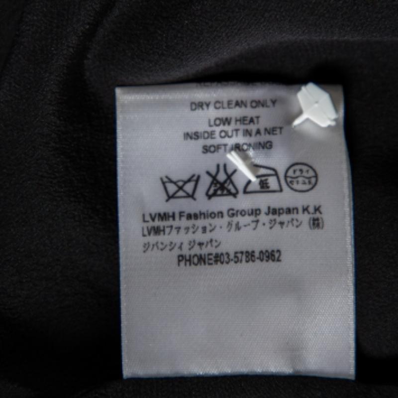 Givenchy Black Silk Sleeve Tie Detail Button Front Collarless Shirt M 2