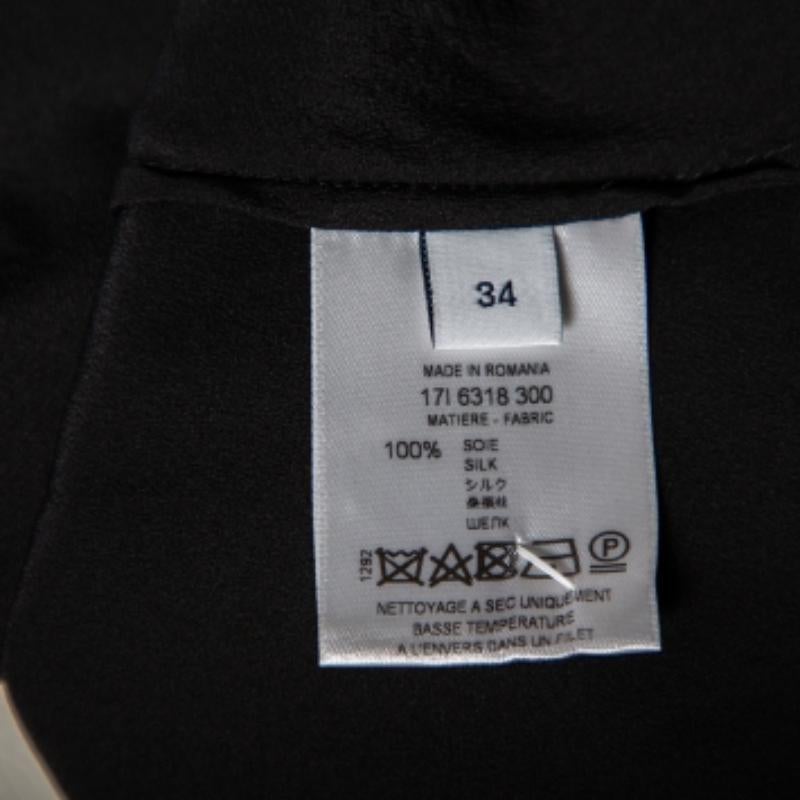 Givenchy Black Silk Sleeve Tie Detail Button Front Collarless Shirt M 3