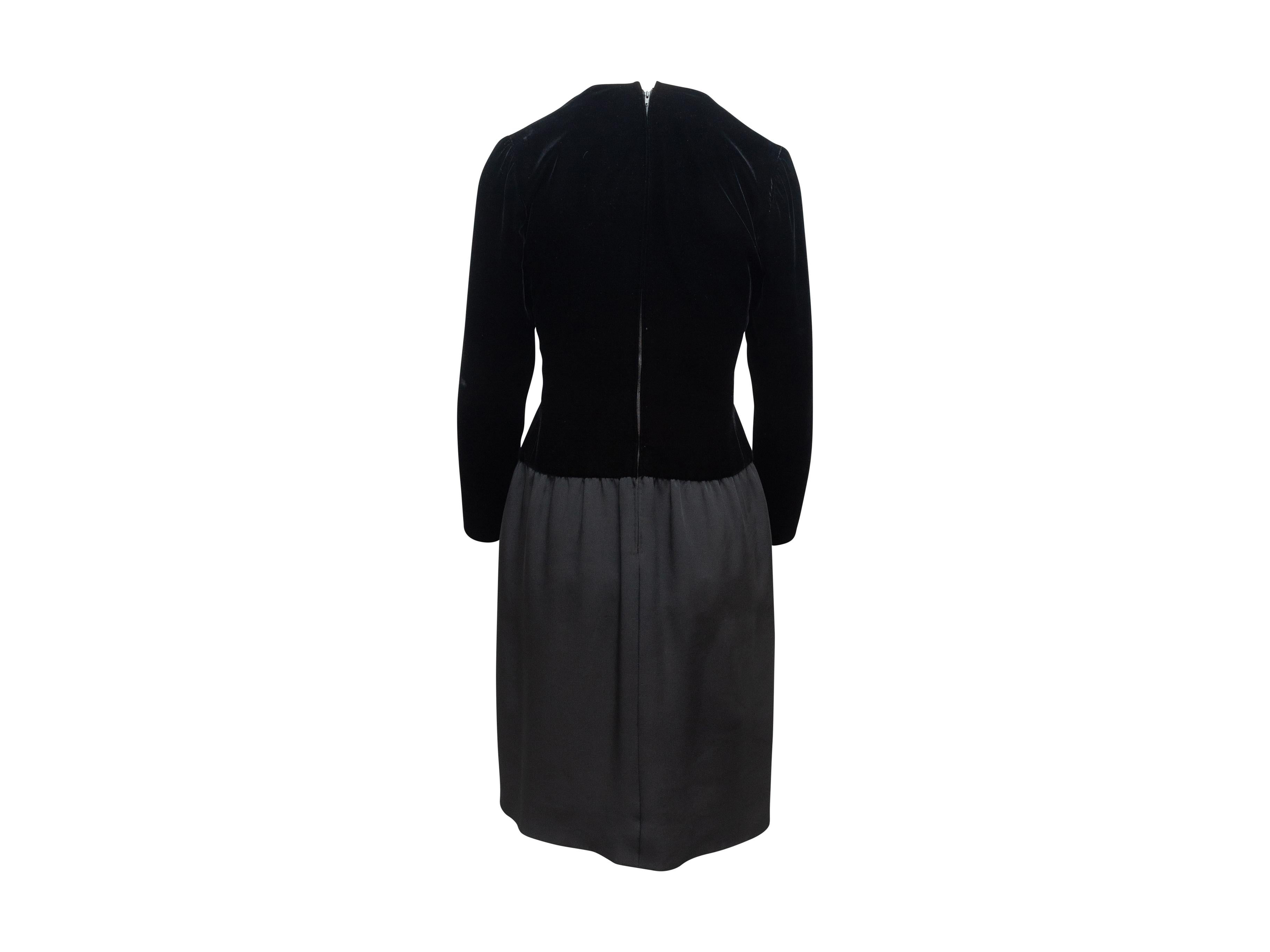 Givenchy Black Silk & Velvet Long Sleeve Dress In Excellent Condition In New York, NY
