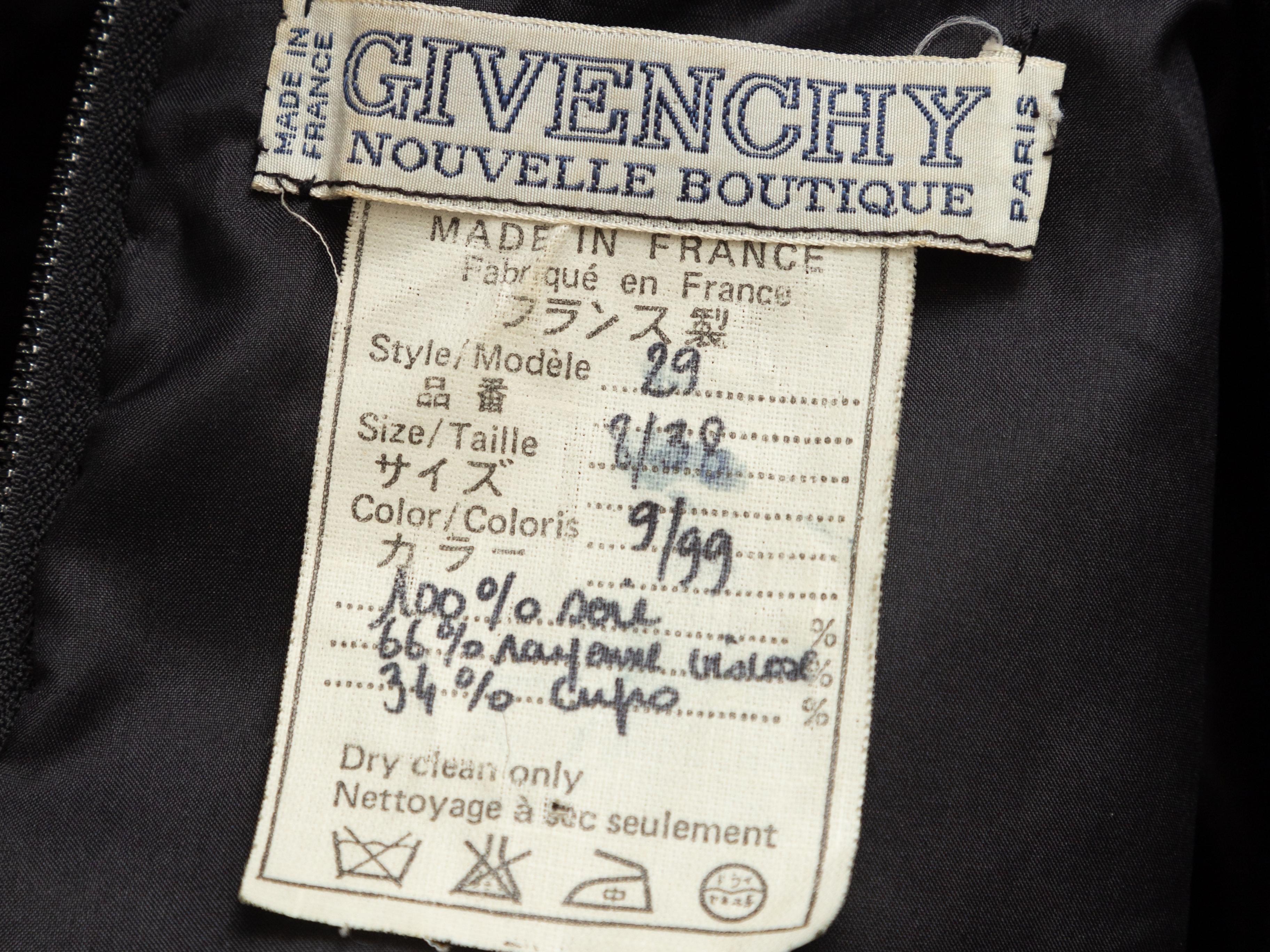Women's Givenchy Black Silk & Velvet Long Sleeve Dress