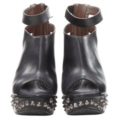 GIVENCHY black silver spike baroque studded platform wedge gladiator EU36.5