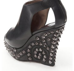 GIVENCHY black silver spike baroque studded platform wedge gladiator EU36.5