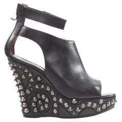 GIVENCHY black silver spike baroque studded platform wedge gladiator EU36.5