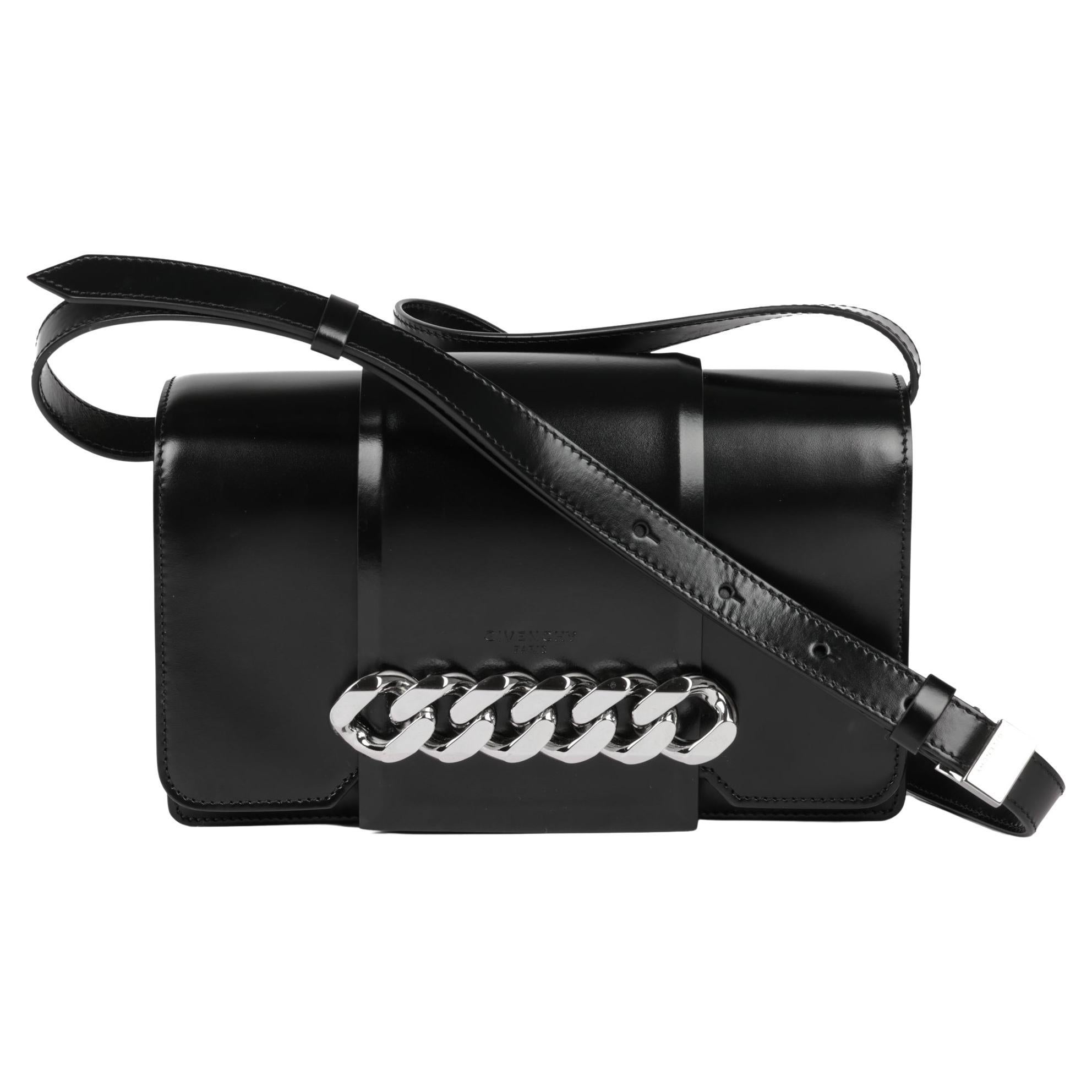 GIVENCHY Black Smooth Calfskin Leather Infinity Flap Bag
