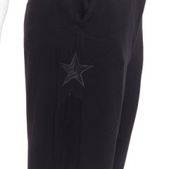 GIVENCHY black star applique silk trim flare cropped trousers FR34 XS