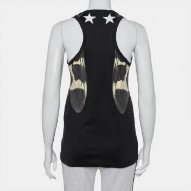 Givenchy Black Star Printed Cotton Tank Top S For Sale 6