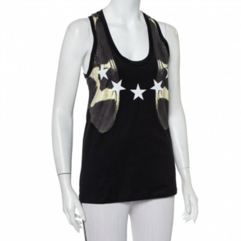 Givenchy Black Star Printed Cotton Tank Top S In Good Condition For Sale In Dubai, Al Qouz 2