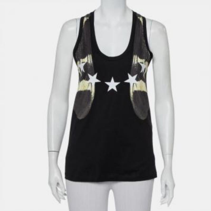 Givenchy Black Star Printed Cotton Tank Top S For Sale 1