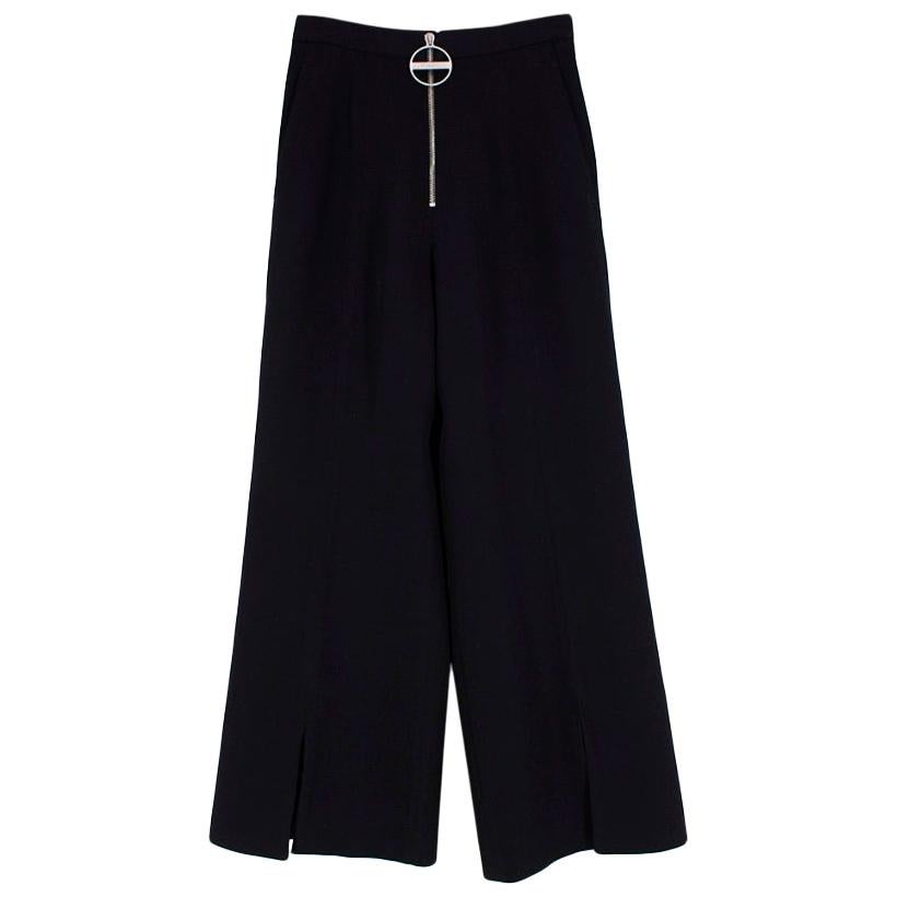 Givenchy Black Statement Zip Wide Leg Trousers - Size US 4