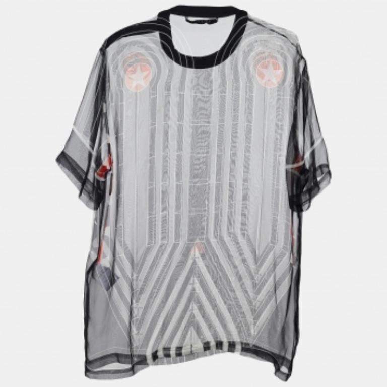 Givenchy Camicetta in seta trasparente con stampa a righe nera L.A. in vendita 1